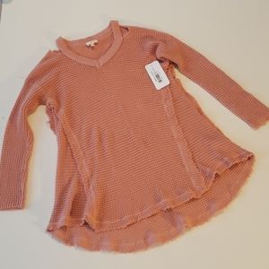 NWT Girl's Blush Cold Shoulder, Knitted Sweater